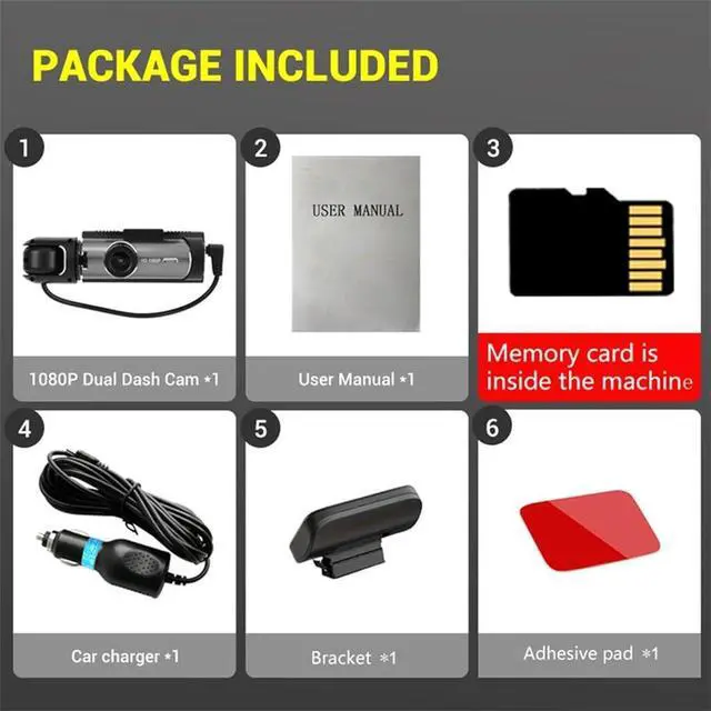 Alt view image 7 of 7 - Dual Camera Dash Cam-Dash Cam Front and Rear for Cars,1080P and IR Night Vision,3.16IPS Screen,64GB TF Card,24/7 Parking Monitoring,Loop Recording & Wide Angle Lens