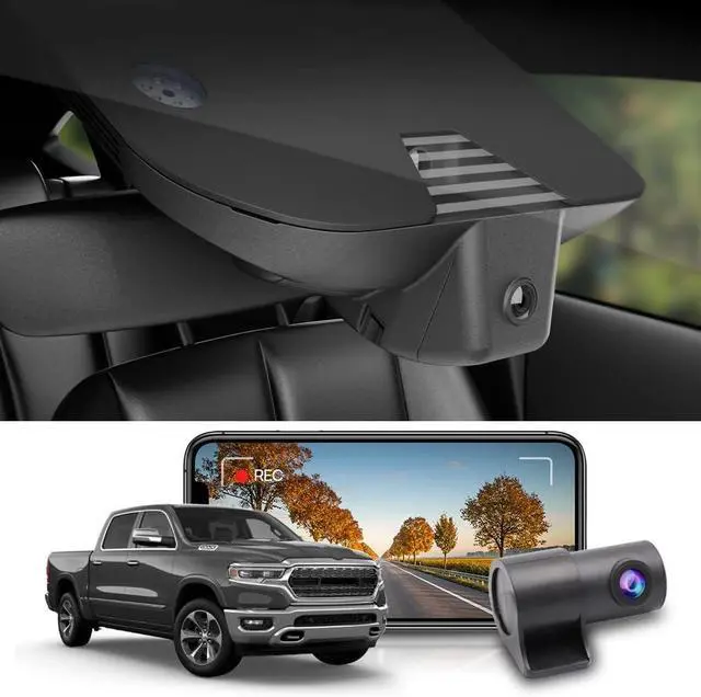 Main image of Fitcamx Front 4K+Rear 1080P Dash Cam Adapts for Dodge RAM 1500 (MODEL B) 2019-2024 Rebel Big Horn Laramie, OEM Look, Dual HD Video, WiFi Connect&APP, Loop Recording G-Sensor, Easy to Set, 128GB Card