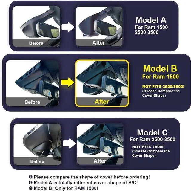 Alt view image 2 of 7 - Fitcamx Front 4K+Rear 1080P Dash Cam Adapts for Dodge RAM 1500 (MODEL B) 2019-2024 Rebel Big Horn Laramie, OEM Look, Dual HD Video, WiFi Connect&APP, Loop Recording G-Sensor, Easy to Set, 128GB Card