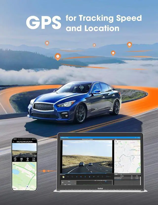 Alt view image 6 of 7 - Kingslim Dash Cam Front and Rear 4K, Car Dash Camera for Cars with Free 64GB Card, 3 Inch Touchscreen, Front and Back Dashcam Built-in WiFi GPS, Night Vision, Parking Monitor, Smart App