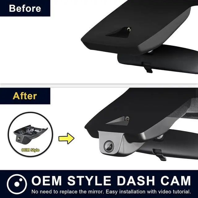 Alt view image 3 of 6 - Front 4K & Rear 1080p Dash Cam Custom fit for Toyota Highlander& Hybrid Gen4 UX70 2020 2021 2022 2023 2024 2025 (Model A), XLE XSE Limited Platinum, Integrated OEM Look, App & WiFi, 128GB Card
