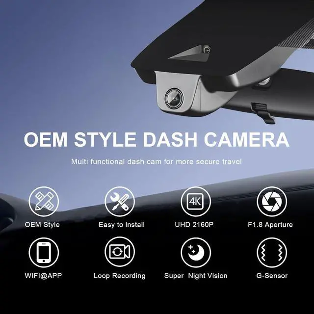 Alt view image 5 of 6 - Front 4K & Rear 1080p Dash Cam Custom fit for Toyota Highlander& Hybrid Gen4 UX70 2020 2021 2022 2023 2024 2025 (Model A), XLE XSE Limited Platinum, Integrated OEM Look, App & WiFi, 128GB Card