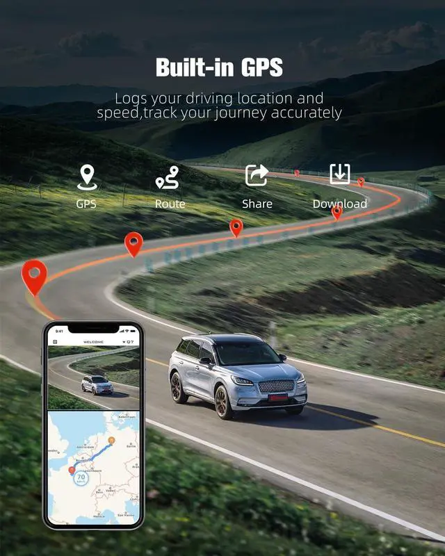 Alt view image 5 of 7 - 3 Channel Dash Cam, 4K+1080P+1080P Front Rear and Inside Dash Camera for Car,WDR Night Vision,Smart Voice Control,Built-in WiFi&GPS,APP Control,G-Sensor, 24H Parking Mode, Free 64GB SD Card