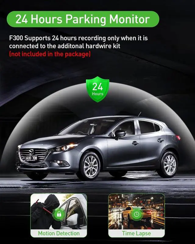 Alt view image 5 of 6 - 3 Channel 1080P Dash Cam Front and Inside Left/Right, Free 32G Card, Dash Camera Loop Recording, Triple Camera for Cars 24 Hours/7 Parking Monitor, Wide Angle, IR Night Vision, with G-Sensor, Black