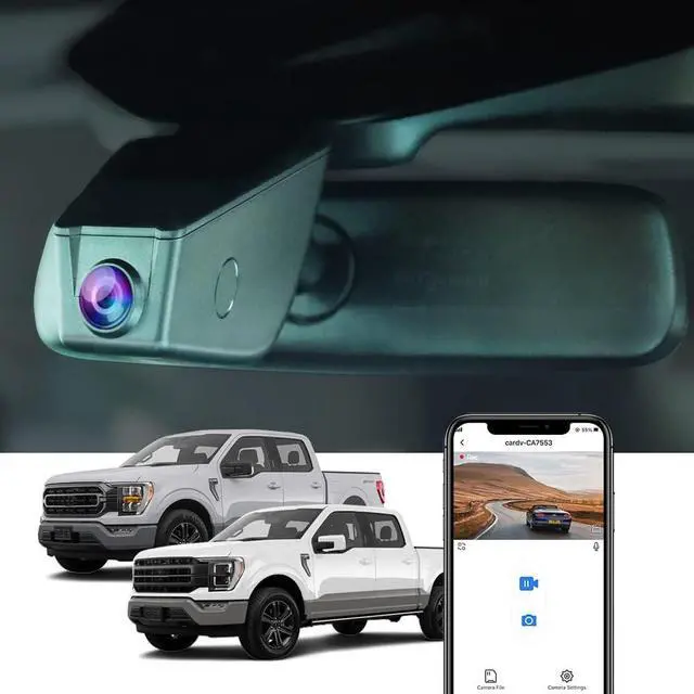Main image of Fitcamx 4K Dash Cam Suitable for Ford F150 & F250 2021-2025 Limited XLT XL Raptor Lariat Platinum King Ranch Tremor, OEM Look, UHD 2160P Video, WiFi&APP, Loop Recording, G-Sensor, Plug&Play, 64GB Card