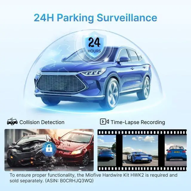Alt view image 5 of 7 - Miofive Smart Dash Cam, 2160P UHD Dash Camera for Cars, Mini S Car Camera with Wi-Fi, GPS, WDR, Night Vision, G-Sensor, App, Loop Recording, Parking Monitor, Time-Lapse