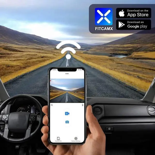 Alt view image 5 of 7 - Fitcamx 4K Dash Cam Suitable for Toyota Tundra 2017-2021 & Sequoia 2017-2022 Limited SR5 Platinum TRD Pro, Integrated OEM Look, High Definition 2160P Video WiFi, G-Sensor, Loop Recording, 64GB Card