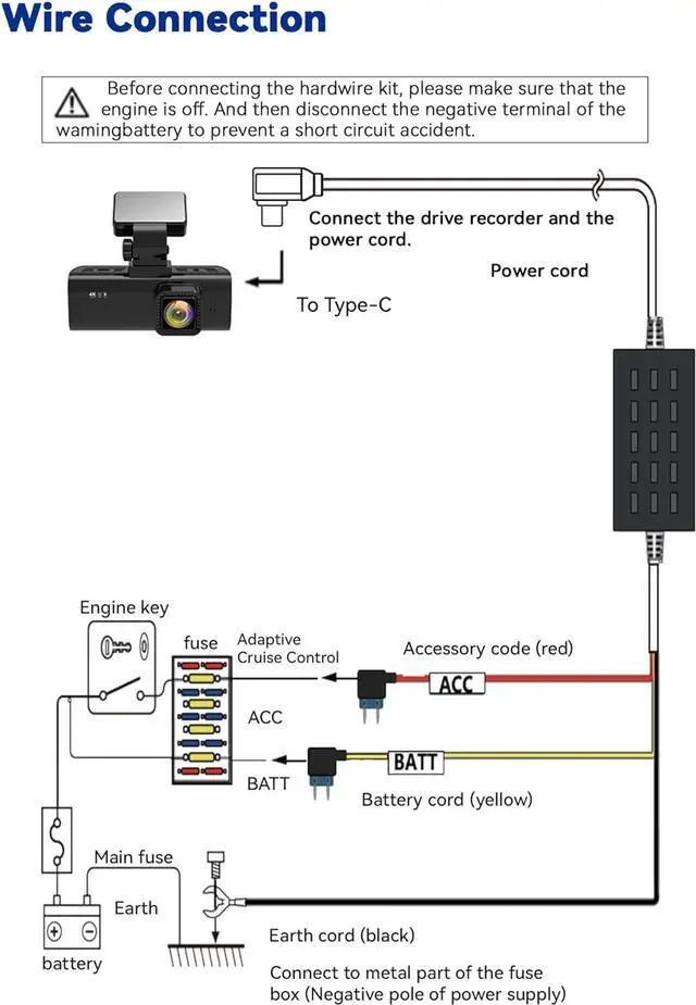 Alt view image 3 of 5 - REDTIGER F7N Dash Cam Hardwire Kit, 21.3ft USB C Port Hard Wire Kit for Dashcam,Converts 12V-24V to 5V/2.5A Low Voltage Protection