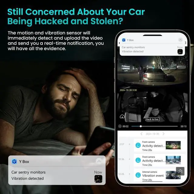Alt view image 2 of 7 - Dash Cam Front Inside, 4G LTE Security Cam for Car, Remote Live-View, Instant Alert via App, Cloud, IR Night Vision, No Screen, Dual FHD Dash Camera, 24/7 Parking Mode, GPS, OBD Cable Includes (L7)