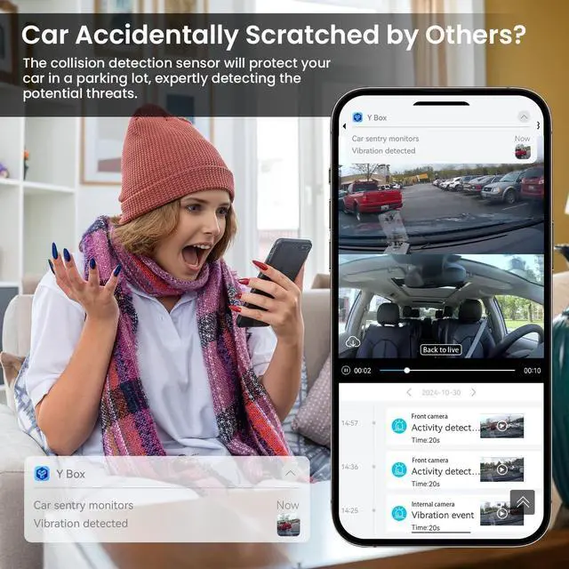 Alt view image 4 of 7 - Dash Cam Front Inside, 4G LTE Security Cam for Car, Remote Live-View, Instant Alert via App, Cloud, IR Night Vision, No Screen, Dual FHD Dash Camera, 24/7 Parking Mode, GPS, OBD Cable Includes (L7)