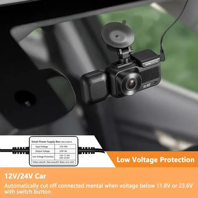 Alt view image 3 of 6 - Type C Dash Camera Hardwire Kit, USB-C Hardwire Kit for Dash Cam Converts 12V-24V to 5V/3A Car Dashcam Charger Cable Kit, Low Voltage Protection (11.5ft)