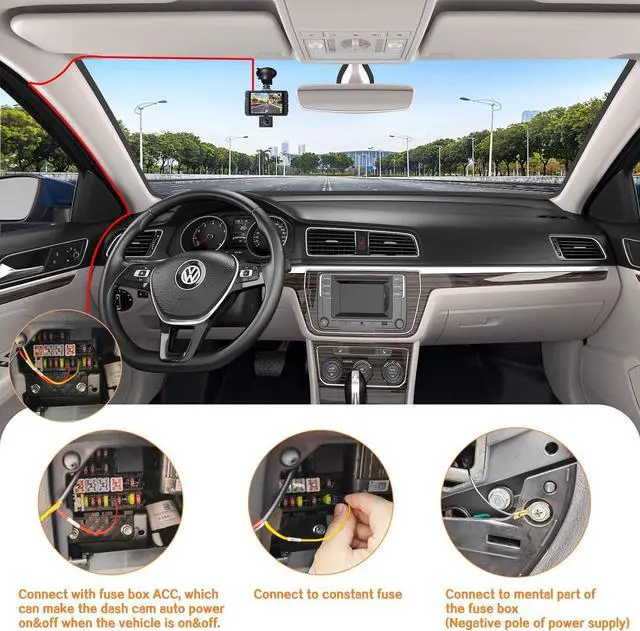 Alt view image 5 of 6 - Type C Dash Camera Hardwire Kit, USB-C Hardwire Kit for Dash Cam Converts 12V-24V to 5V/3A Car Dashcam Charger Cable Kit, Low Voltage Protection (11.5ft)