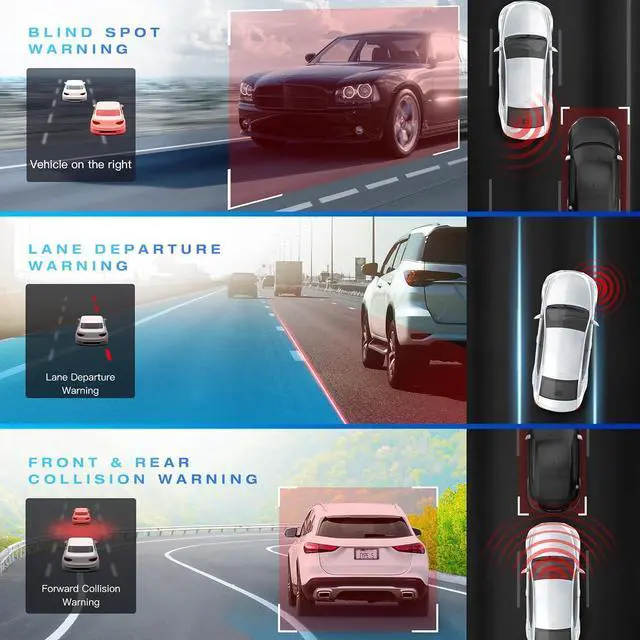 Alt view image 3 of 7 - Type S T200 AI Driver Assistance Dash Cam Powered by ADAS, 1440p, Collision Alerts, Lane and Pedestrian Detection, Vehicle Departure Reminders, Front Rear 2 Channel Smart 24/7 Video Surveillance