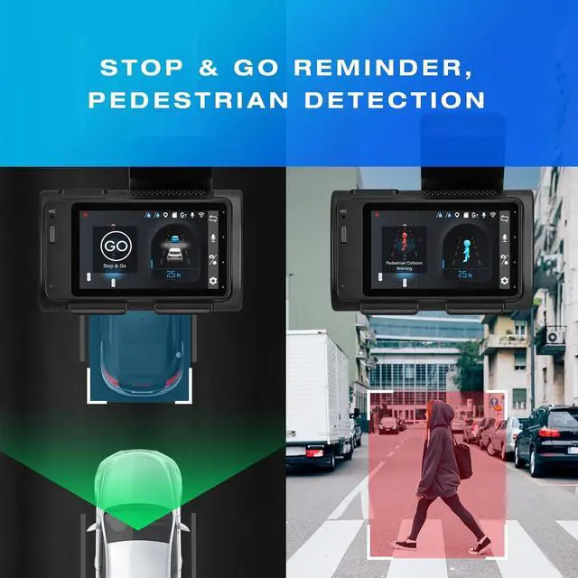 Alt view image 4 of 7 - Type S T200 AI Driver Assistance Dash Cam Powered by ADAS, 1440p, Collision Alerts, Lane and Pedestrian Detection, Vehicle Departure Reminders, Front Rear 2 Channel Smart 24/7 Video Surveillance