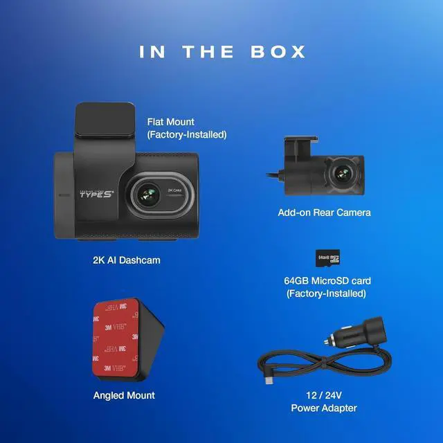 Alt view image 7 of 7 - Type S T200 AI Driver Assistance Dash Cam Powered by ADAS, 1440p, Collision Alerts, Lane and Pedestrian Detection, Vehicle Departure Reminders, Front Rear 2 Channel Smart 24/7 Video Surveillance