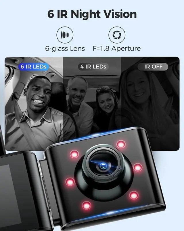 Alt view image 6 of 7 - AZDOME M550 Pro 5G WiFi 3 Channel Dash Cam Built-in GPS, 4K Dual Dash Camera Front and Rear with 64GB Card, 2.5K+1080P+1080P Triple Car Camera, 3.19" IPS Screen, IR Night Vision, 24H Parking Mode