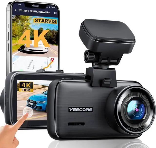 Main image of YEECORE 4K Dash Cam, Built-in WiFi GPS, Touch Screen Car Camera, 24Hr Parking Monitor, Loop Recording, Dash Camera for Cars with App Control, HDR, G-Sensor Support 256GB Max