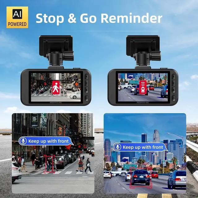 Alt view image 2 of 7 - Miofive Car Camera 4K Resolution, WiFi, Bluetooth, GPS Dash Cam, 3-Inch IPS Screen, Night Vision, Loop Recording, HDR, App Control, and Supports up to 512GB with a Free 32GB Card Included