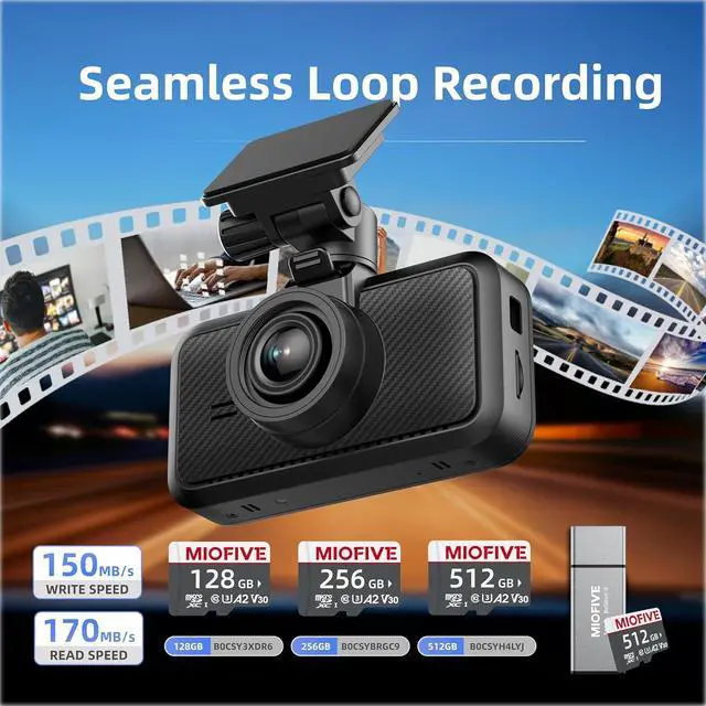 Alt view image 6 of 7 - Miofive Car Camera 4K Resolution, WiFi, Bluetooth, GPS Dash Cam, 3-Inch IPS Screen, Night Vision, Loop Recording, HDR, App Control, and Supports up to 512GB with a Free 32GB Card Included