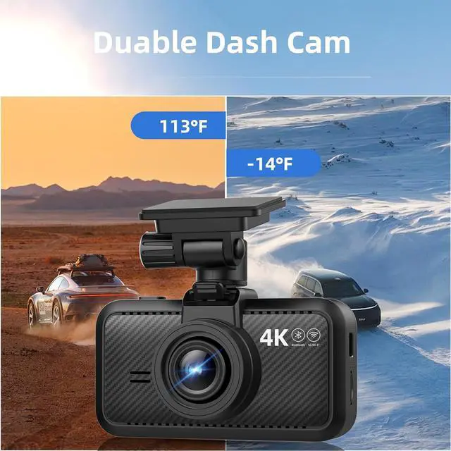 Alt view image 7 of 7 - Miofive Car Camera 4K Resolution, WiFi, Bluetooth, GPS Dash Cam, 3-Inch IPS Screen, Night Vision, Loop Recording, HDR, App Control, and Supports up to 512GB with a Free 32GB Card Included