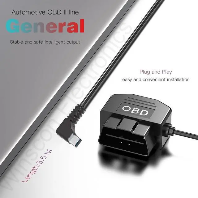 Alt view image 4 of 7 - Dash Cam OBD Hardwire Kit, Dash Camera USB Type C Hardwire Kit with OBD2 Power Cable for Dashcam 12-24V to 5V/3A with Low Voltage Protection 24h Parking Surveillance/ACC Mode for Dashcam, GPS or Radar