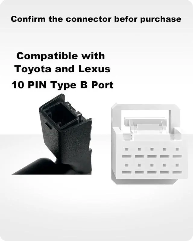 Alt view image 4 of 7 - Dash Cam Power Adapter 10 PIN Type B for Toyota, Lexus, Subaru Models - Rearview Mirror Compatible With 3 USB Cable