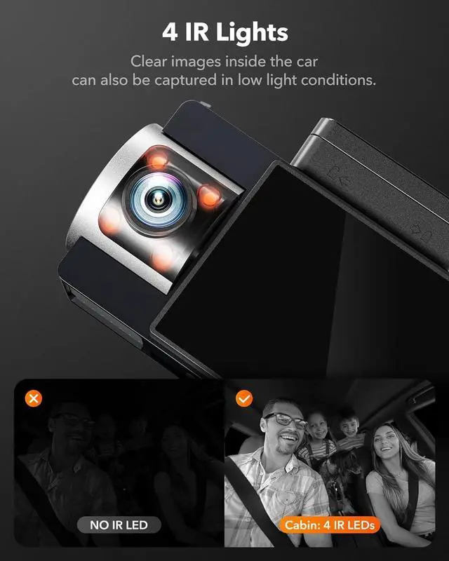 Alt view image 5 of 7 - WOLFBOX i17 4K 3 Channel Dash Cam, 5.8GHz WiFi & GPS with 64GB Card, 4K+1080P+1080P Dash Cam Front and Rear Inside, Triple Car Camera with 3 Inch Screen, IR Night Vision, WDR, 24H Parking Mode