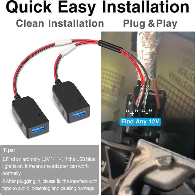 Alt view image 4 of 7 - YQMAJIM Dashcam Power Adapter,(Universal) Compatible with All Models,Dual DC Buck Converter 12V to 5V,Dash Cam Hardwire Kit,Built-in Hide USB to GPS Radar Mirror Camera Dashcam Charger Adapter Cable