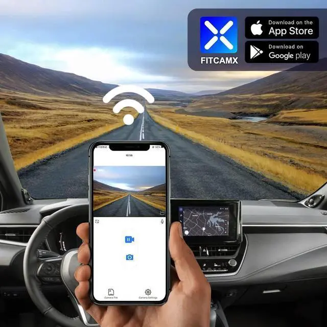 Alt view image 5 of 7 - Fitcamx Front 4K+Rear 1080P Dash Cam Adapts for Toyota Corolla 2023 2024 2025 Sedan Hybrid Hatchback, OEM Look, Dual HD Video, Built-in WiFi & APP, Loop Recording, G-Sensor, Easy to Set, 128GB Card