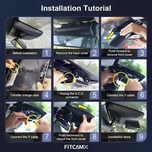 Alt view image 6 of 7 - Fitcamx Front 4K+Rear 1080P Dash Cam Adapts for Toyota Corolla 2023 2024 2025 Sedan Hybrid Hatchback, OEM Look, Dual HD Video, Built-in WiFi & APP, Loop Recording, G-Sensor, Easy to Set, 128GB Card