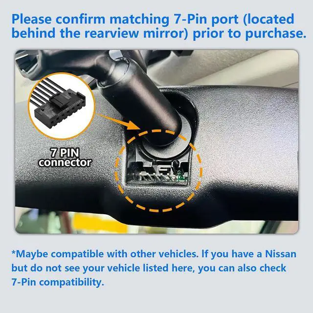 Alt view image 3 of 7 - Dashcam Power Adapter 7 Pin Custom for Chevy, Ford, Honda, Lexus, Mitsubishi, Nissan, Toyota and More, Hide The Wires,GPS Radar Mirror Camera Dash Cam Adapter Cable, Connects to Rearview Mirror