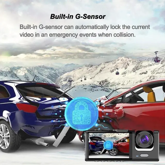 Alt view image 3 of 5 - Dash Camera for Car Security Camera Dash Cam Mini Car Recorder 2 Inch Screen Front and Inside Dual Car Cameras 1080P with WDR, Night Vision, G-Sensor Auto Lock, Loop Recording