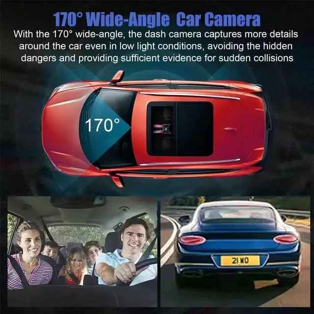 Alt view image 4 of 5 - Dash Camera for Car Security Camera Dash Cam Mini Car Recorder 2 Inch Screen Front and Inside Dual Car Cameras 1080P with WDR, Night Vision, G-Sensor Auto Lock, Loop Recording