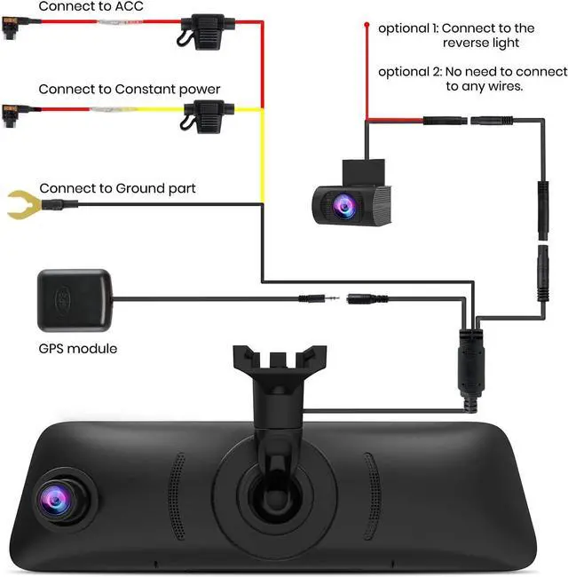 Alt view image 7 of 7 - AUTO-VOX V5PRO 1080P 9.35'' OEM Rear View Mirror Camera, Full Laminated Ultrathin Touch Screen Mirror Dash Cam Front and Rear with No Glare, Super Night Vision Car Backup Camera Mirror
