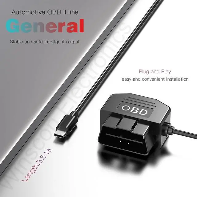 Alt view image 6 of 7 - Dash Cam Hardwire Kit OBD, Type C Dash Camera Hardwire Kit USB C with OBD Power Cable for Dashcam 12-24V to 5V/3A with Low Voltage Protection 24h Parking Surveillance/Acc Mode for Dashcam, GPS, Radar