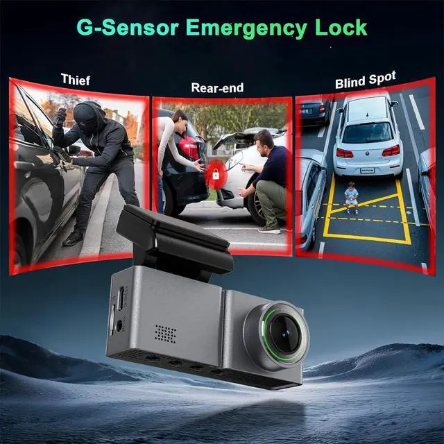 Alt view image 5 of 7 - Dash Cam Front and Rear, 4K/1080P Dual Channel Dash Camera for Cars with WiFi and GPS, 3.2" IPS Dashcam with Night Vision and 24H Parking, WDR, G-Sensor, Loop Recording, Free 64GB Card