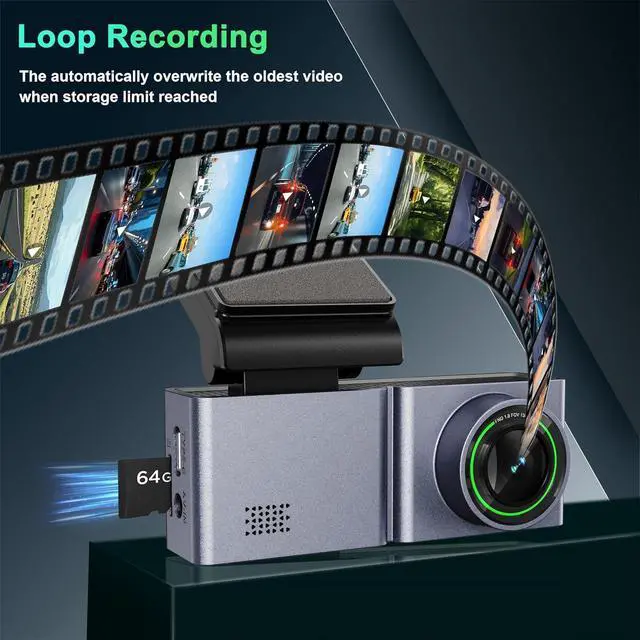Alt view image 6 of 7 - Dash Cam Front and Rear, 4K/1080P Dual Channel Dash Camera for Cars with WiFi and GPS, 3.2" IPS Dashcam with Night Vision and 24H Parking, WDR, G-Sensor, Loop Recording, Free 64GB Card
