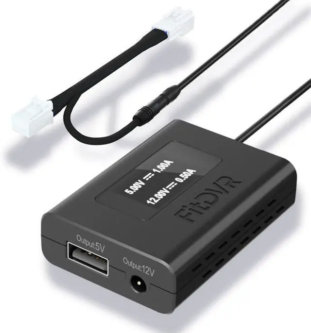 Main image of Dash Cam Power Adapter (10-Pin) for Dodge, Jeep, Ram, Chrysler and More, LED Display USB Power Source, Connects to Rearview Mirror, Fuse Protection, Easy to Install, 5V 12V Output, D3-012