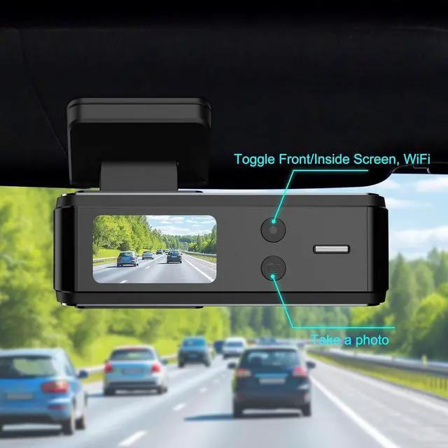 Alt view image 5 of 7 - Dash Cam Front and Rear, 4K + 1080P Dual Dash Camera for Cars with Free 64GB Card, 5GHz WiFi, 360° Swivel Rear Camera, App Control, WDR, G-Sensor, Night Vision, Loop Recording, Parking Mode