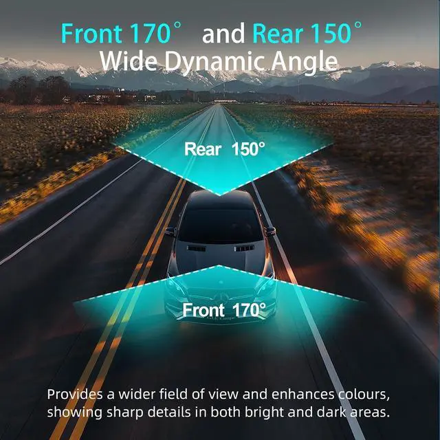 Alt view image 6 of 7 - Dash Cam Front and Rear, 4K + 1080P Dual Dash Camera for Cars with Free 64GB Card, 5GHz WiFi, 360° Swivel Rear Camera, App Control, WDR, G-Sensor, Night Vision, Loop Recording, Parking Mode