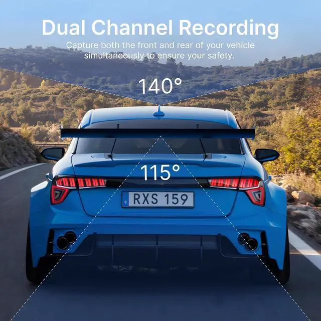 Alt view image 2 of 7 - Miofive Dash Cam Front and Rear, 4K+2K Dash Cam for Car, Built-in 5G Wi-Fi & GPS, 32GB SD Card Included, 24H Parking Monitoring, HDR, Night Vision, Loop Recording, App Control, Supports up to 512GB