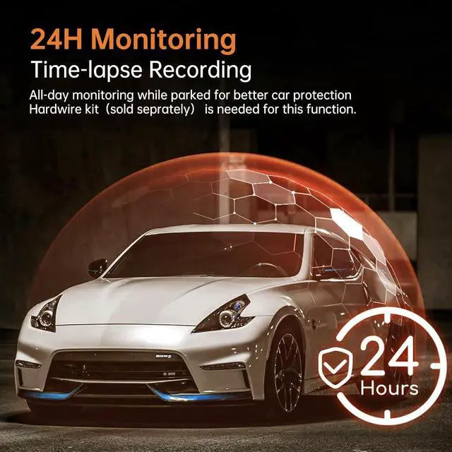 Alt view image 6 of 7 - 5K Mirror Dash Cam with 60fps WDR Backup Camera,12" Rear View Mirror Camera for Car & Trucks, Front and Rear Dual Dash Camera 4K 2160P, Night Vision, Parking Assist, Included 64GB Card & GPS