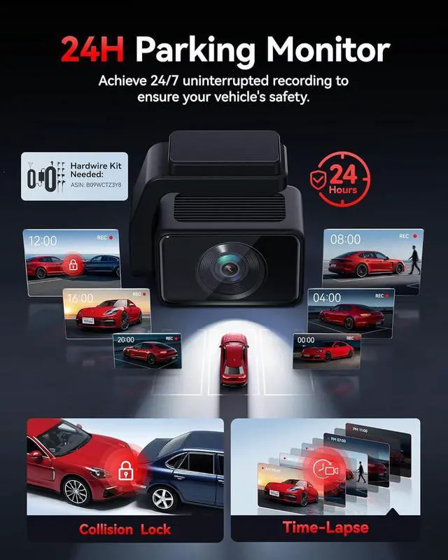 Alt view image 6 of 6 - REDTIGER F4 Pro 4K Dash Cam Front and Rear, STARVIS 2 Sensor, 128GB Card Included, Built-in 5.8GHz WiFi6, 2.2inch Touch Screen Dash Camera for Cars, Voice Control, 24H Parking Mode