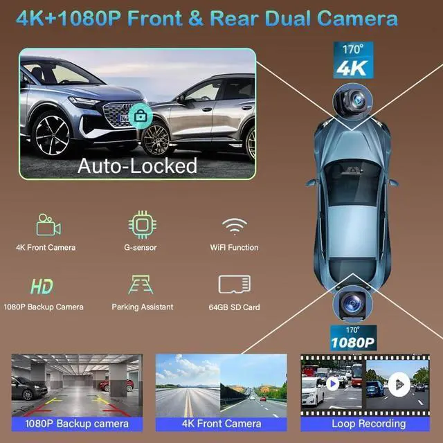Alt view image 6 of 7 - Wireless Carplay Screen for Car 10.26" 4K 360 Rotation Dash Cam Carplay&Android Auto Car Stereo 1080p Backup Camera GPS Navigation/Mirror Link/Voice Control/Siri/FM Satellite Radio Receiver