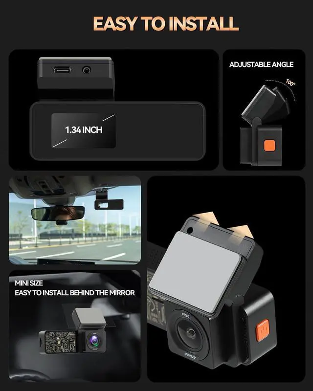 Alt view image 7 of 7 - SPADE Dash Cam Front and Rear, Built-in WiFi 4K+1080P Dash Camera for Cars, Mini Car Camera with Voice Control, Night Vision Car Video Driving Camera Recorder 24H Parking Monitor, G-Sensor