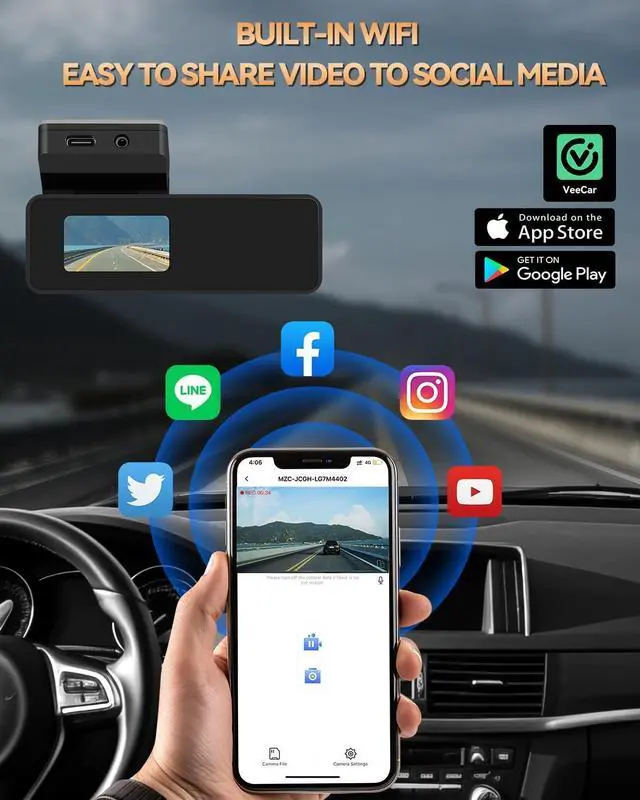 Alt view image 5 of 7 - SPADE Dash Cam Front and Rear, Built-in WiFi 4K+1080P Dash Camera for Cars, Mini Car Camera with Voice Control, Night Vision Car Video Driving Camera Recorder 24H Parking Monitor, G-Sensor