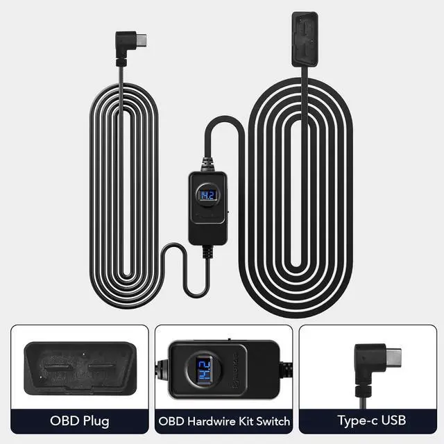 Alt view image 5 of 5 - REDTIGER Dash Cam OBD Hardwire Kit with USB C Port,12V-24V to 5V, Low Voltage Protection for 24H Parking Mode,Suitable Series Dash Cam