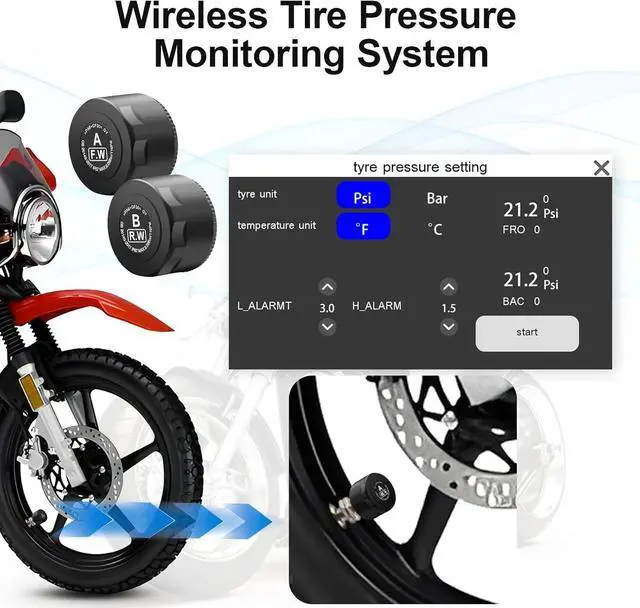 Alt view image 4 of 7 - Portable Motorcycle Dash Cam, Motorcycle TPMS, Wireless Apple Carplay & Android Auto GPS Navigation for Motorbike, 5" IPS Moto Carplay Waterproof Touchscreen, G-Sensor, Bluetooth, 128G SD Card