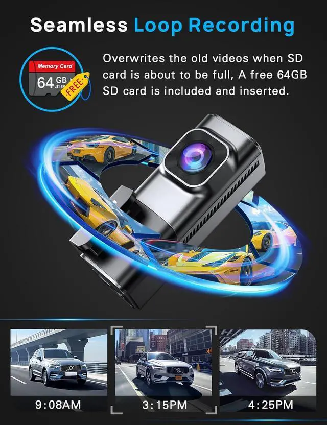 Alt view image 5 of 7 - Navycrest 5G WiFi, Dash Cam Front and Rear 2.5K+1080P, Single Channel 4K-2160P, Free 64GB Card, Dash Camera for Cars, Car Camera, Dashcams for Cars Front and Rear, Gravity Sensor, 24H Parking Mode