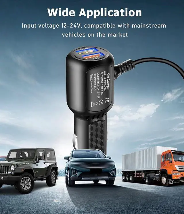 Alt view image 7 of 7 - Dash Cam Charger USB C,Type C Dash Cam Power Cord,Dual USB Fast Charger, Compatible with REDTIGER F7N Series,Vantrue N4 and N2S Series,WOLFBOX Mirror cam,AZDOME,Pelsee and GPS Navigator(6.56FT)